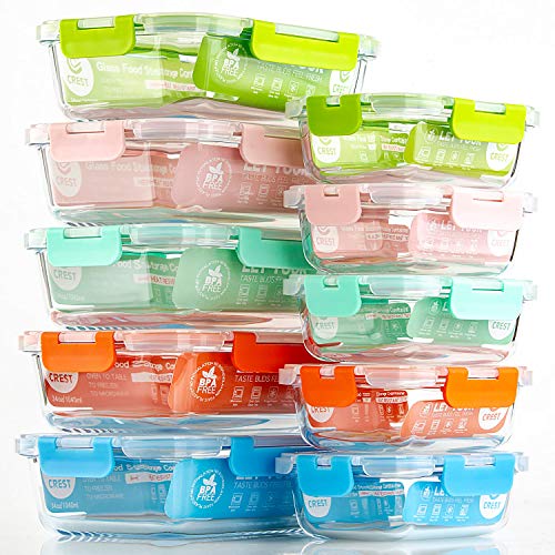 [10-Pack] Glass Food Storage Containers