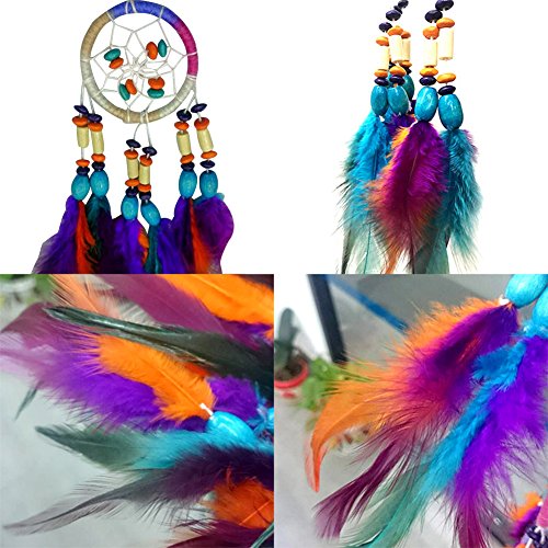 Traditional Handicrafts Dream Catcher Hanging Feathers Ornament with 5 Rings