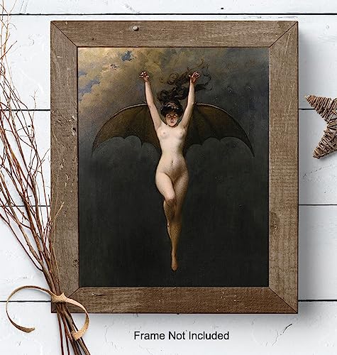 Gothic Wall Art Bat Wall Witch Creepy Vintage Retro Gift for Women Men Woman