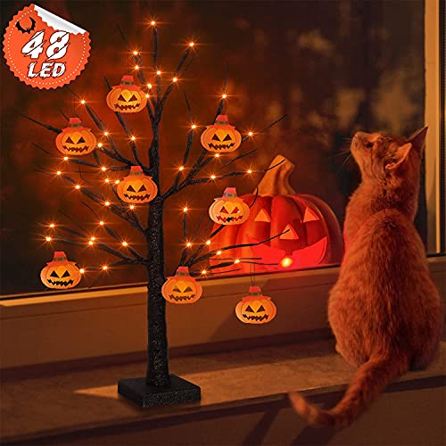 2FT 48 LED Black Halloween Tree for Home Decoration