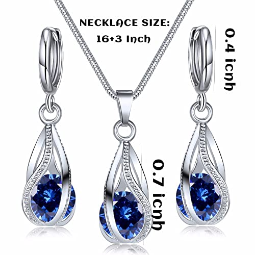 Silver Jewelry Sets for women  Crystal Bridal Accessories Necklace Earrings