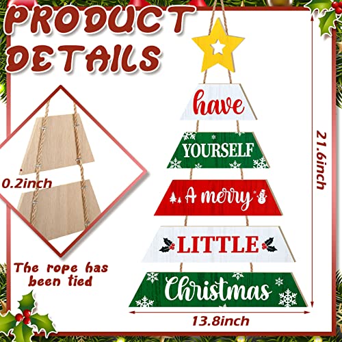 22 x 14 Inch Christmas Wood Hanging Sign Ornament w/ Rope