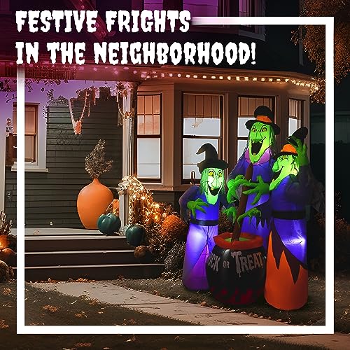 3 Witches Halloween Inflatable Outdoor Decoration | 6ft Halloween Blow Up Yard Decorations | Large