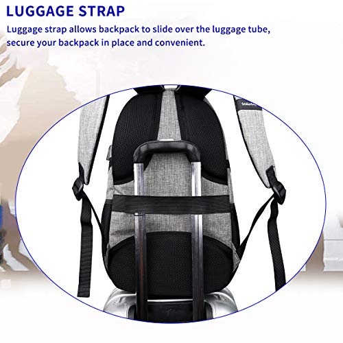 Anti Theft Laptop/Travel Backpacks Bookbag w/ USB Charging Port Fits 15.6 Inch Laptop