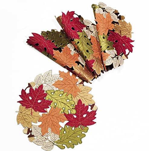 Fall Table Runner 54inches Long, Thanksgiving Harvest Cutwork Embroidered Table Runner 13in x 54in, Autumn Maple Leaves Table Decoration for Home Dining Kitchen Table