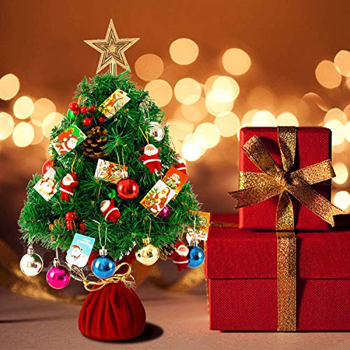 Pre-lit Christmas Tree 24" w/ 50 LED Small Lights and Cloth Bag Base