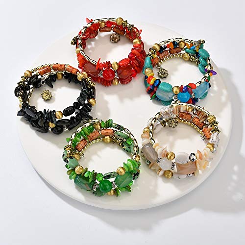 Boho Multilayer Irregular Agate Beads Charm Bracelets for Women