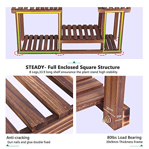 Wood Plant Stand Multi Tiered Corner Plant Shelf Holder