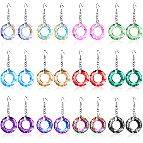 12 Pairs Crystal Dangle Earrings Set for Women