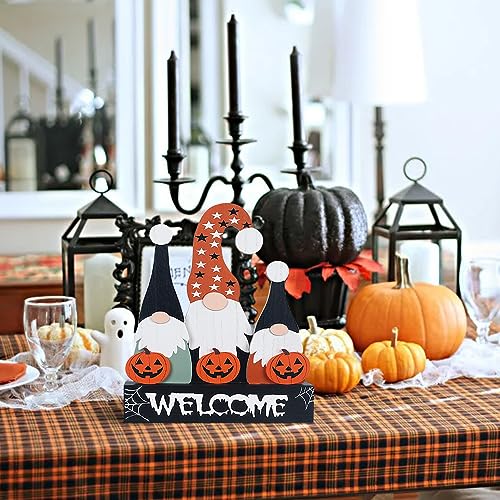 Halloween Decorations Indoor, Large Decorative HALLOWEEN Wood Sign with Ghosts and Spooky Cat