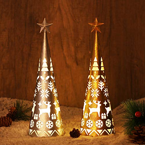 11.6 Inch Lighted Star Cone Tree for Christmas Decorations