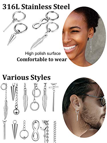 12 Pieces Hoop Dangle Earrings For Men