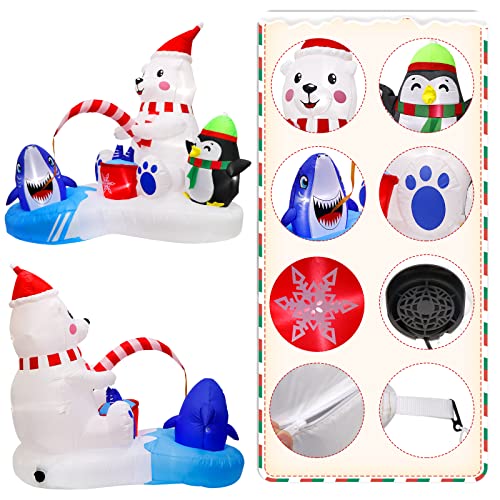 6FT Christmas Inflatables Polar Bear Fishing with Penguin