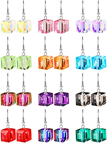 12 Pairs Crystal Dangle Earrings Set for Women