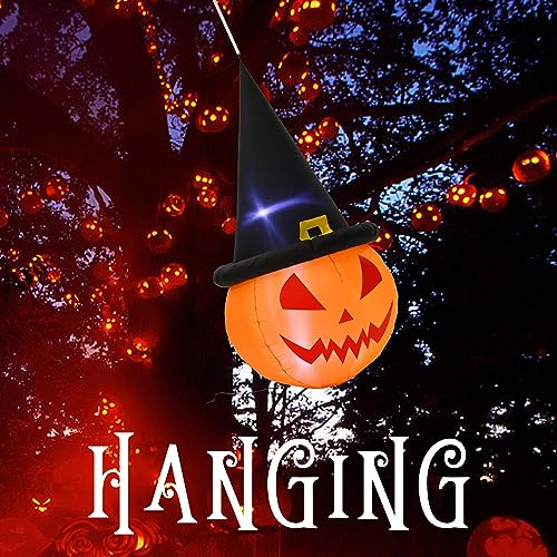 Halloween Inflatable Skull Face Spider Scary Creepy, Blow Up Spider with Built-in LED