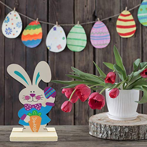 3PCS Easter Wooden Bunny Centerpiece Table Sign Decoration