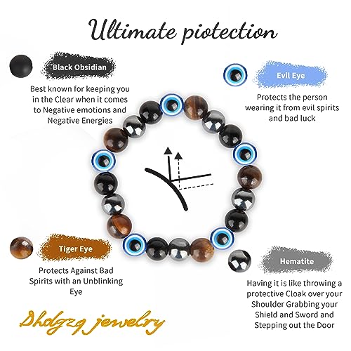 Blue Evil Eye Bracelets,Evil Eye Lucky Bracelet for Protection Blessing,Black Bead Protection Jewelry