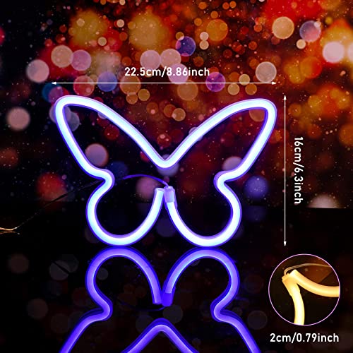 2 Pcs Butterfly Neon Signs 3-AA Battery Powered,USB Operated Wall Decor