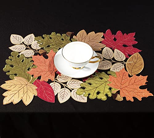 Fall Table Runner 54inches Long, Thanksgiving Harvest Cutwork Embroidered Table Runner 13in x 54in, Autumn Maple Leaves Table Decoration for Home Dining Kitchen Table
