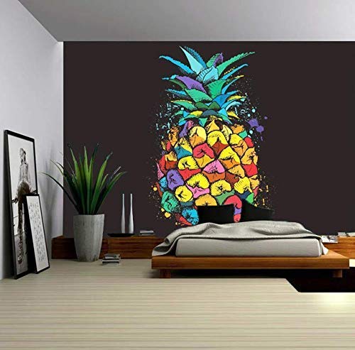 Colorful Pineapple Psychedelic Hippie Trippy Tapestry 60 X 60