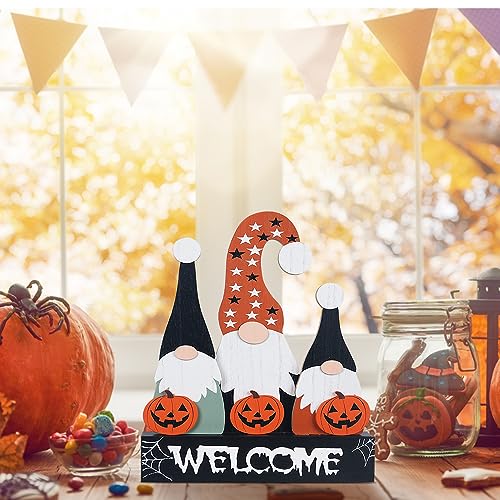 Halloween Decorations Indoor, Large Decorative HALLOWEEN Wood Sign with Ghosts and Spooky Cat