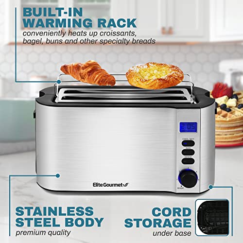 4 Slice Long Slot Toaster, Reheat, 6 Toast Settings, Defrost, Cancel Functions