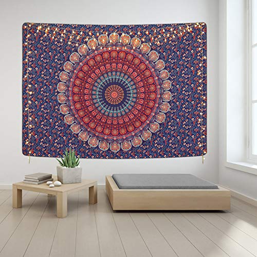 Bohemian Mandala Psychedelic Peacock Boho Tapestry