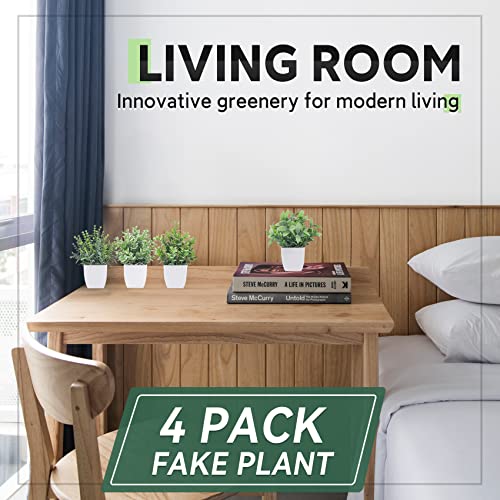 4 Packs Fake Plants Mini Artificial Greenery Potted Plants for home, office