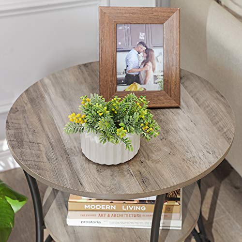 Round End Table with 2 Shelves