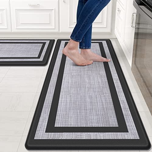 Kitchen Mat [2 PCS] Cushioned Anti-Fatigue Kitchen Rugs Non-Skid Waterproof