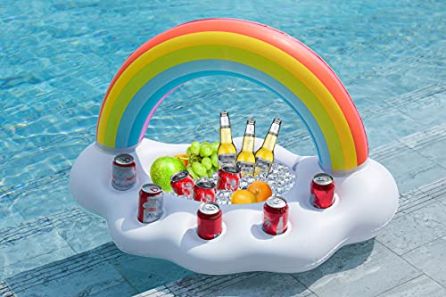 Inflatable Rainbow Cloud Drink Holder for Pool Float Party