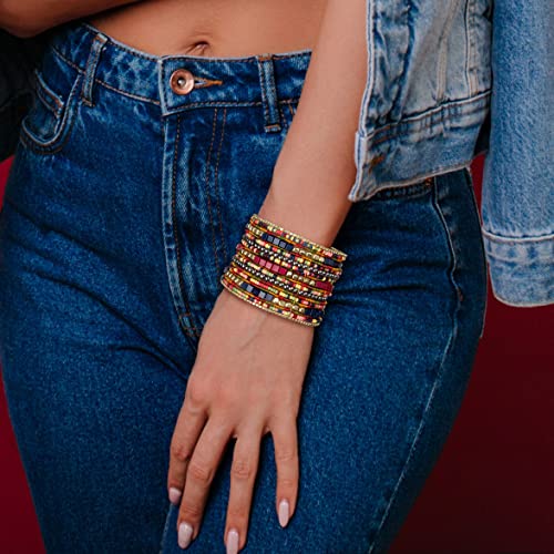 Bohemian Multi-Colored Beaded Cuff Bracelets for Women