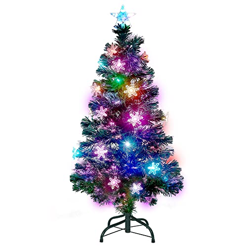 Pre-Lit Optical Fiber Christmas Artificial Tree w/ LED RGB Color Changing Lights