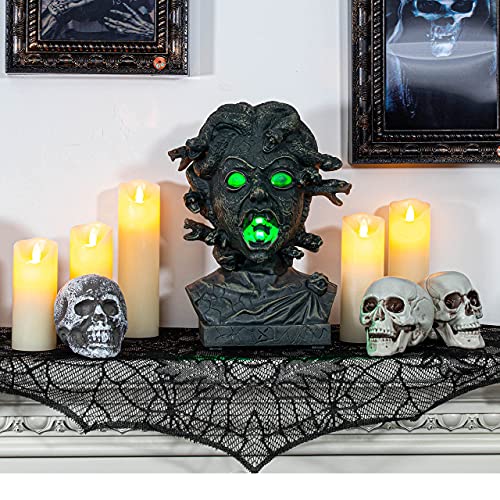 Electronic Animated Medusa Bust, Indoor/Outdoor Halloween Decoration, Creepy Tabletop