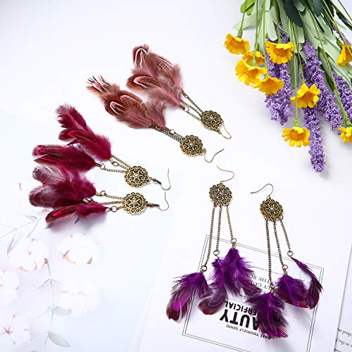 6 Pairs Women Faux Feather Earrings