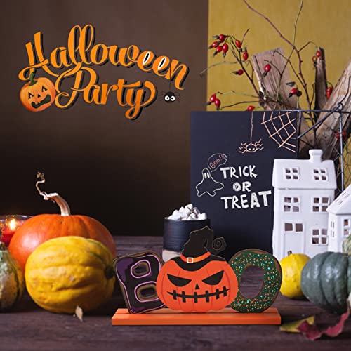 3 Pieces Happy Halloween Wooden Centerpiece Signs Decoration