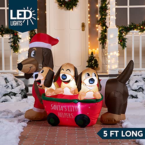 5 FT Christmas Puppy Inflatable with Built-in LEDs