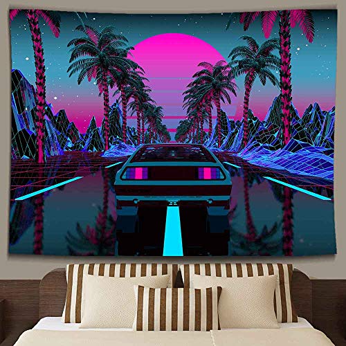 Urban Street Scene -Cars Palm Trees Sunset Tapestry