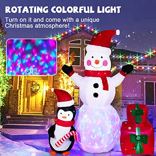 6 FT Christmas Inflatable Snowman and Penguin w/ LEDs