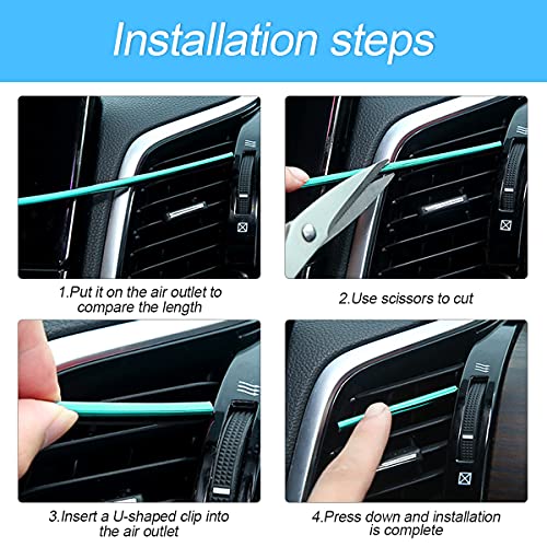 20 Pcs Car Air Conditioner Decoration Strip for Vent Outlet, Universal Waterproof Bendable