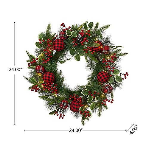 24 Inch Prelit Christmas Wreath Decoration