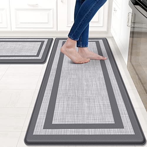 Kitchen Mat [2 PCS] Cushioned Anti-Fatigue Kitchen Rugs Non-Skid Waterproof