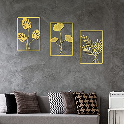 3 Pcs Metal Leaf Wall Decoration