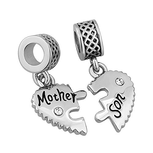 Mother- Daughter - Son Love Heart Charm Beads For Snake Chain Bracelet