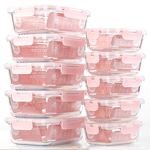 [10-Pack] Glass Food Storage Containers