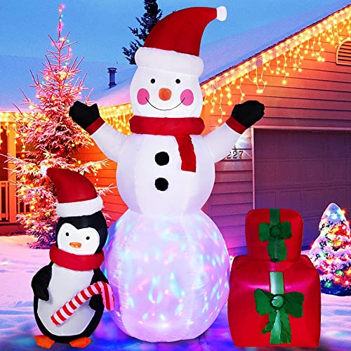 6 FT Christmas Inflatable Snowman and Penguin w/ LEDs