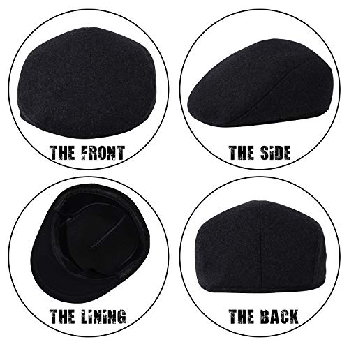 Thick Warm  Woolen Beret for Men Solid Color Fold-Down Ear Protection Irish Duckbill Caps