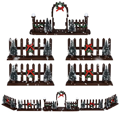 5 Pcs Christmas Village w/ Decorative Fences Entry Gate