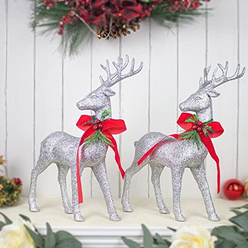 2 Pcs Glitter Reindeer Christmas Decoration