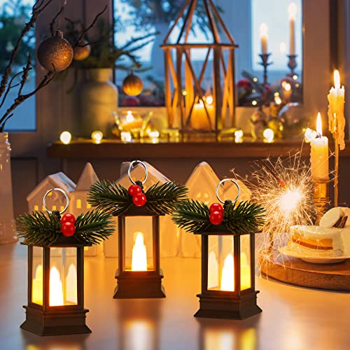 6 Pcs Christmas Mini Lantern with Flickering LED Candles